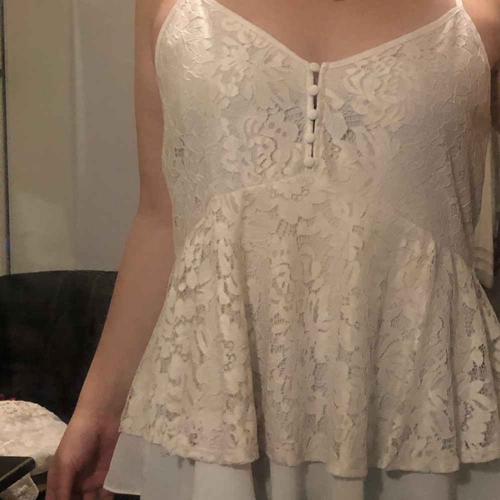White lace a-line top